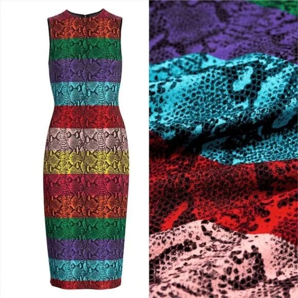 Alice + Olivia Dresses & Skirts - Alice + Olivia Delora Snake Print Stripe Sheath Dress